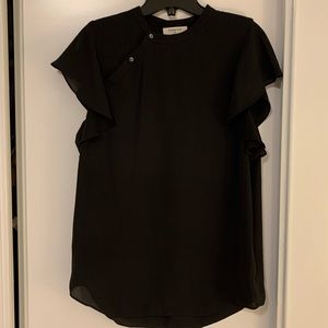 Babaton Flutter Sleeve Blouse in Black